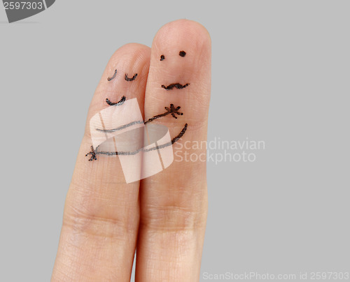 Image of White hand on perfect gray background