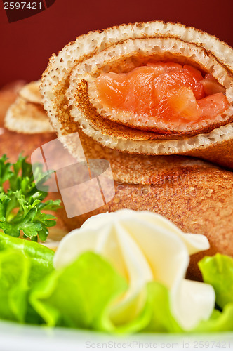 Image of Pancakes with salmon