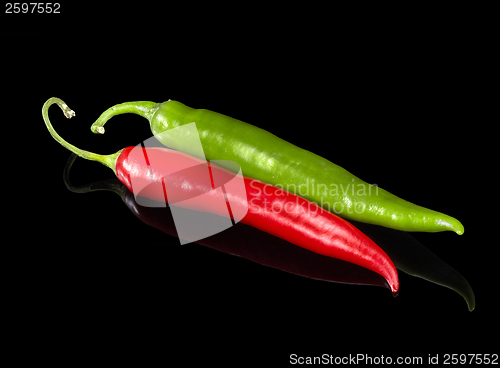 Image of red and green chilli peppers