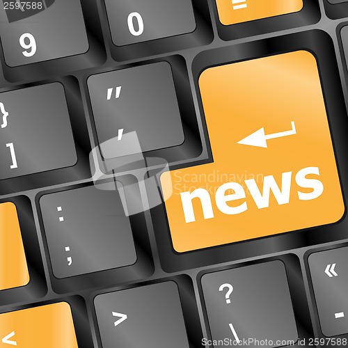 Image of News text on a button keyboard, 3d render
