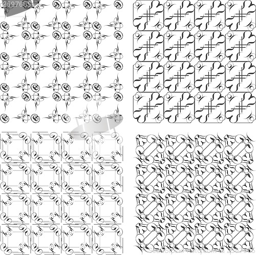 Image of Set of monochrome geometric seamless patterns