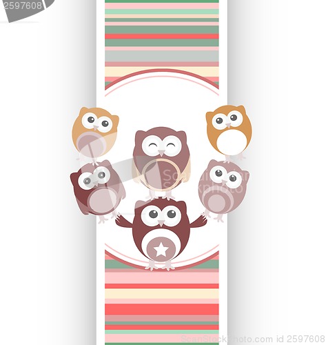 Image of happy birthday party owls set