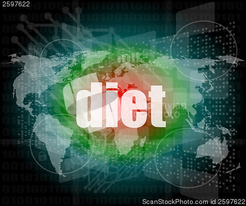 Image of diet word on digital touch screen