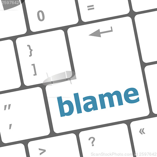 Image of blame button on computer pc keyboard key