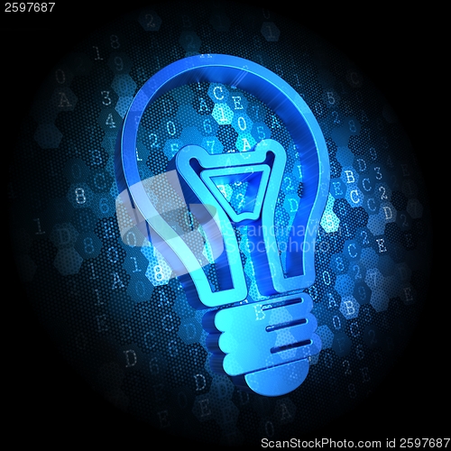 Image of Light Bulb Icon on Digital Background.