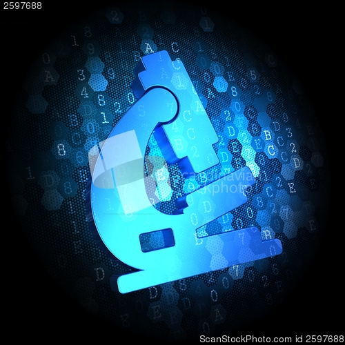 Image of Microscope Icon on Digital Background.