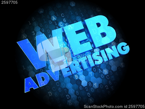 Image of Web Advertising on Dark Digital Background.