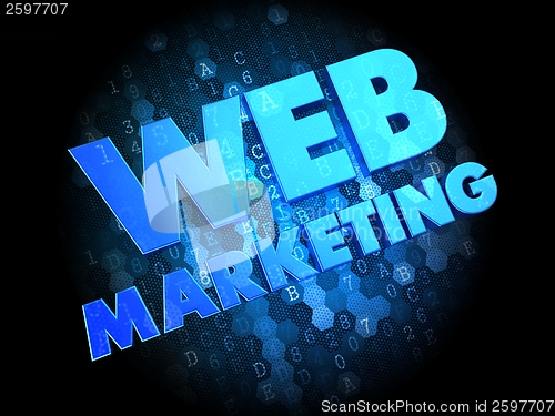 Image of Web Marketing on Dark Digital Background.