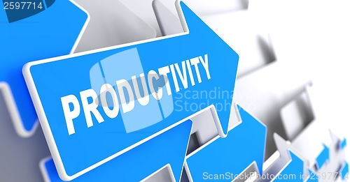 Image of Productivity Word on Blue Arrow.