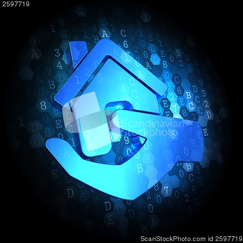Image of Home in Hand Icon on Digital Background.
