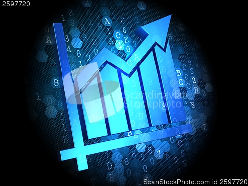 Image of Growth Chart Icon on Digital Background.