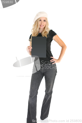 Image of Casual woman with Sign