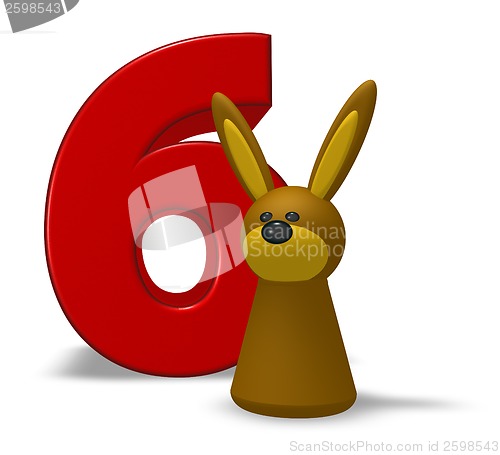 Image of number six and rabbit