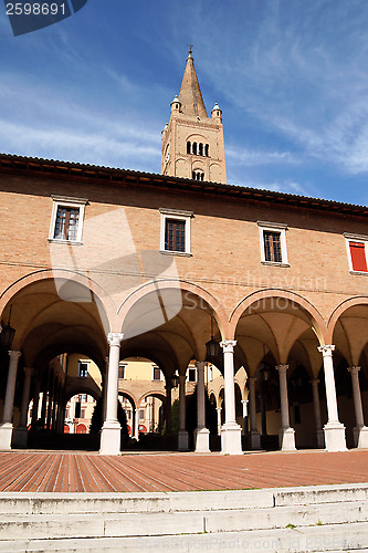 Image of Basilica Abbey of San Mercuriale and cloister in Forlì, Italy