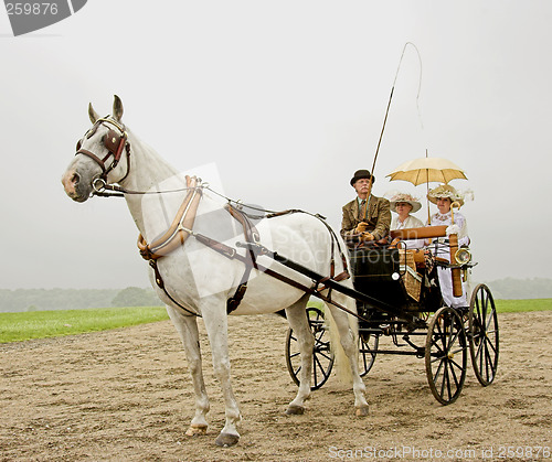 Image of horse and a old-fashioned horse-drawn