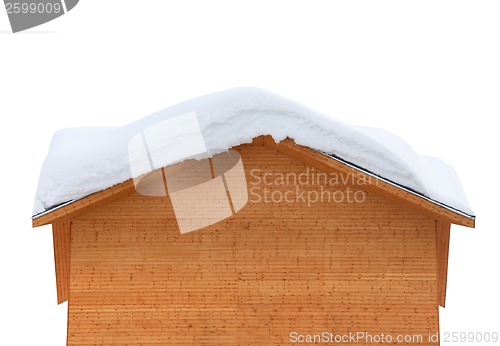 Image of Wooden house with snow on roof