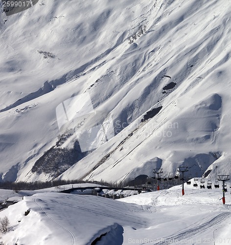 Image of View on ski resort Gudauri in sunny day