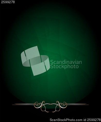 Image of green card with golden floral frame
