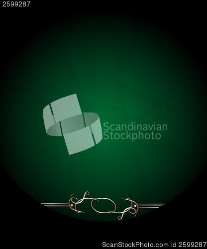 Image of green card with golden floral frame