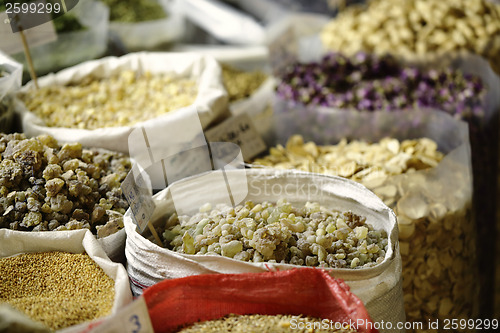 Image of Incense sacks in Qatari souk