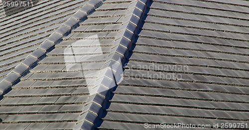Image of gray stone roof tiles