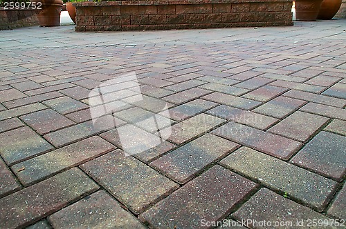 Image of low angle brick sidewalk