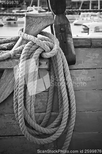 Image of Rigging of an ancient sailing vessel