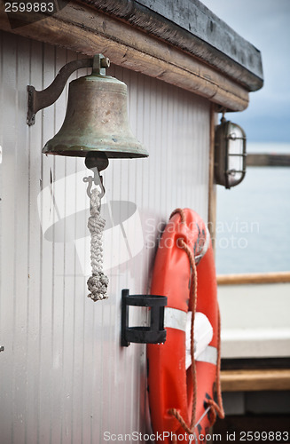 Image of ship's Bell  on an old sailboat 