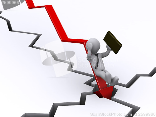 Image of Businessman falling from graph