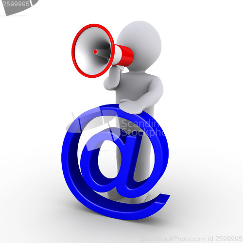 Image of Person with megaphone holding e-mail symbol