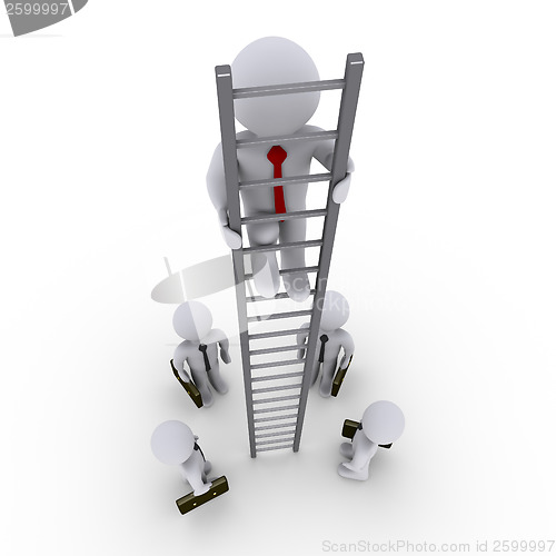 Image of Successful businessman is higher on ladder