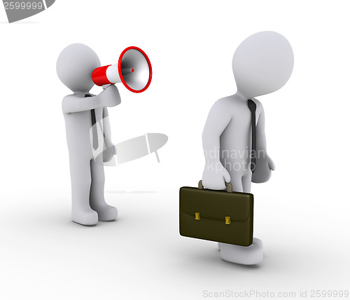 Image of Manager firing employee with megaphone