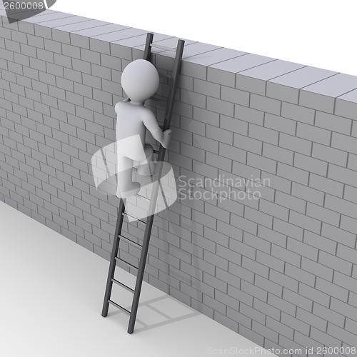 Image of Person climbing ladder over a wall