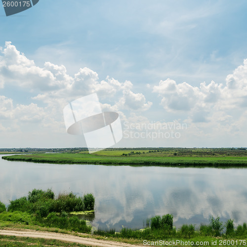 Image of cloudy sky over river