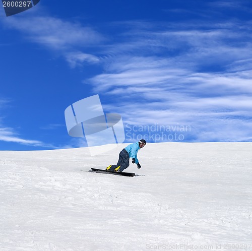 Image of Snowboarder in winter mountains