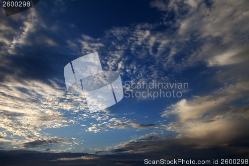 Image of Sky with clouds at summer sunset