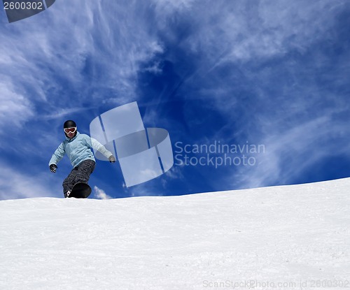 Image of Snowboarder on off piste slope