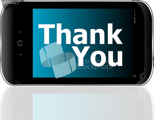 Image of smart phone with thank you word