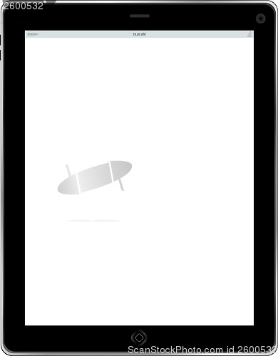 Image of Tablet computer. Black frame tablet pc with white screen. isolated of background