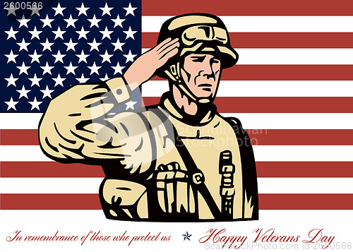 Image of Happy Veterans Day Greeting Card Soldier Salute