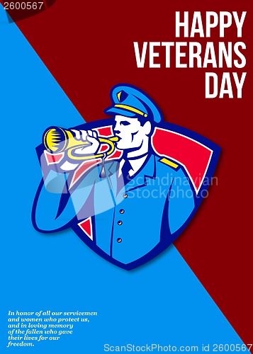 Image of Modern Veterans Day Soldier Bugle Greeting Card