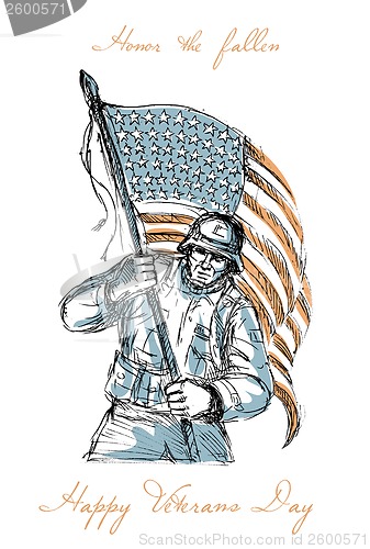 Image of American Soldier Happy Veterans Day Greeting Card