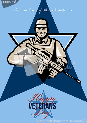 Image of Modern Soldier Veterans Day Greeting Card Front