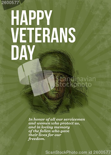 Image of World War two Veterans Day Soldier Card Sketch