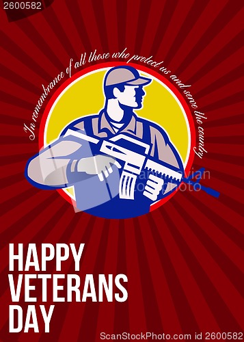 Image of Modern Soldier Veterans Day Greeting Card Side