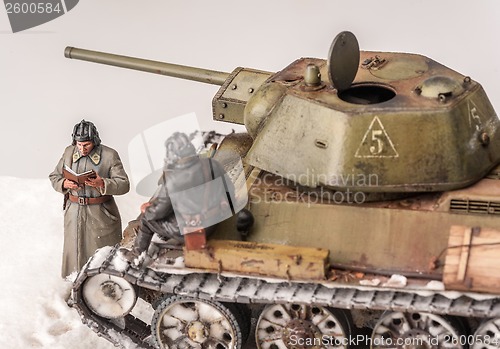 Image of Diorama with old soviet t 34 tank