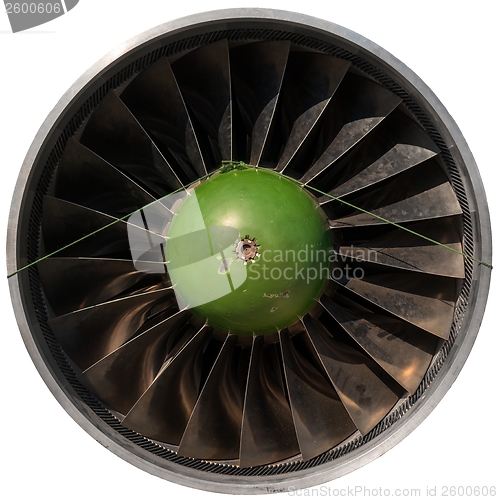 Image of Closeup of a dark jet engine