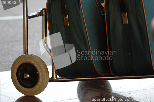 Image of Suitcases on a cart