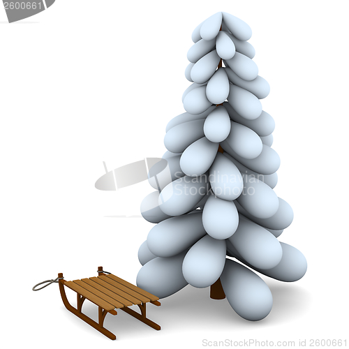Image of Christmas tree and sledge