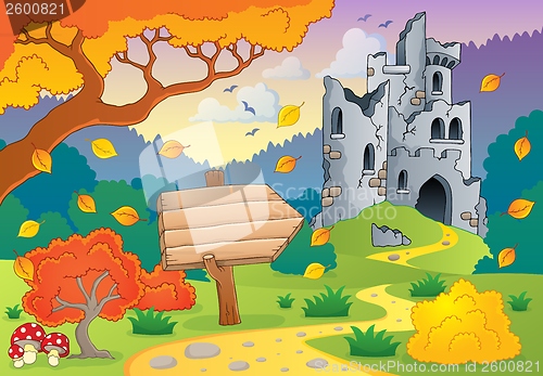 Image of Autumn theme with castle ruins 2